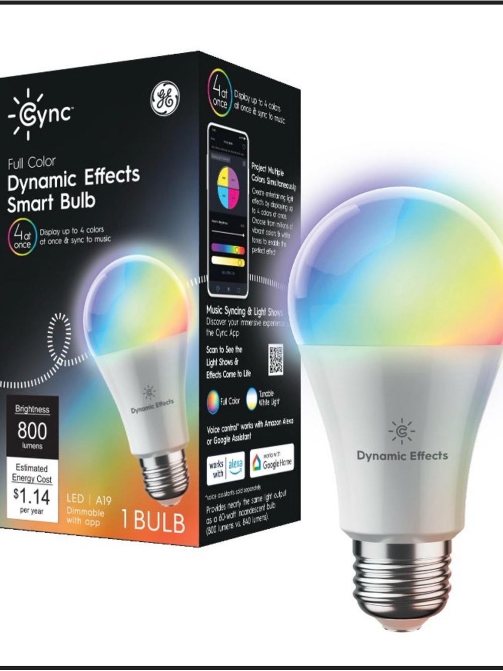 Cync Dynamic Effects Smart Bulb — Multicolor White LED